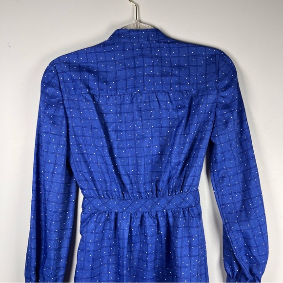 New VTG Schrader Sport Lightweight Belted Blue Polka Dot Button Midi Dress 6P - Picture 8 of 14